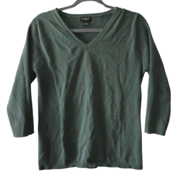 Eddie Bauer Women's Khaki Ribbed Longsleeve Top - Picture 1 of 7